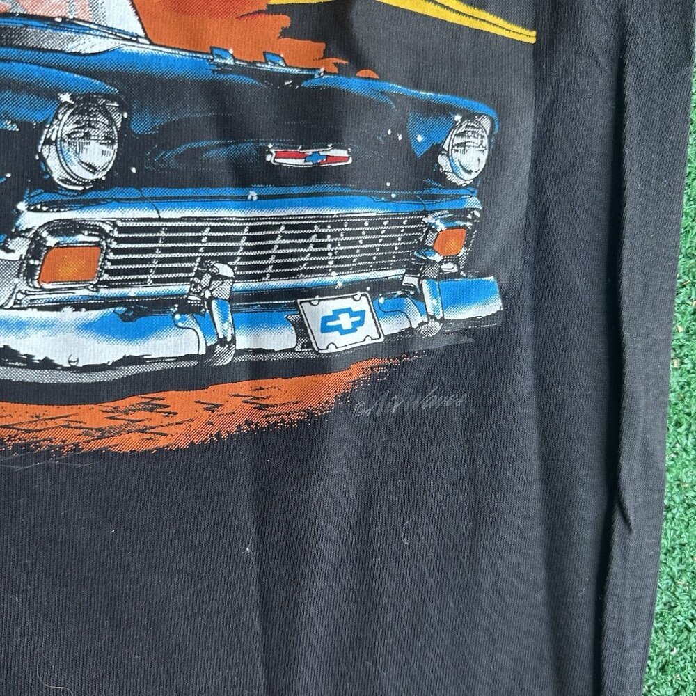 Vtg Airways Chevrolet Mens S Black Tee Get Your Kicks In A Trick Fifty Six - Picture 5 of 9